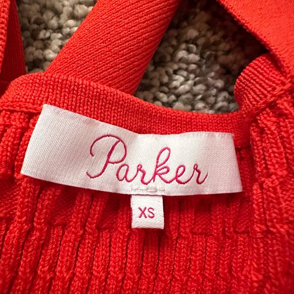 Parker red smocked cross strap tank top size XS - Picture 6 of 13